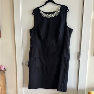 Connected Apparel Black Embellished Sheath Mini Dress